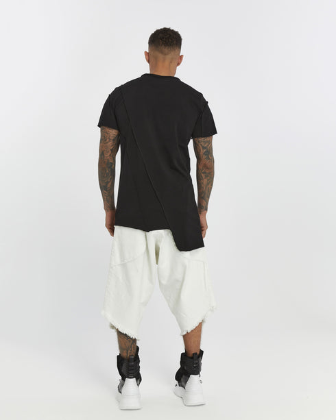 Asymmetric Overlock Seam Longline Men’s T-Shirt