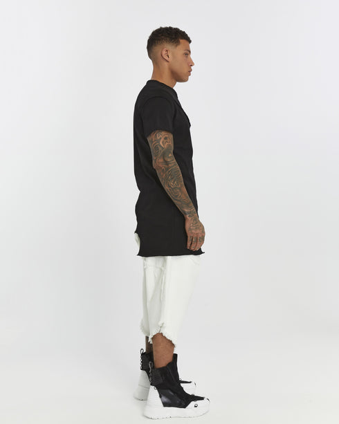 Asymmetric Overlock Seam Longline Men’s T-Shirt