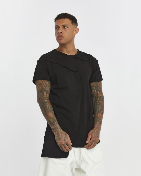 Asymmetric Overlock Seam Longline Men’s T-Shirt