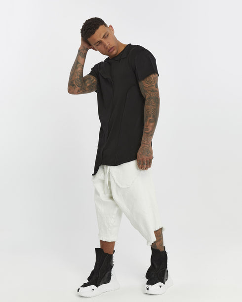 Asymmetric Overlock Seam Longline Men’s T-Shirt