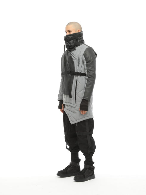 Coat with Top Panels and Asymmetric Hem