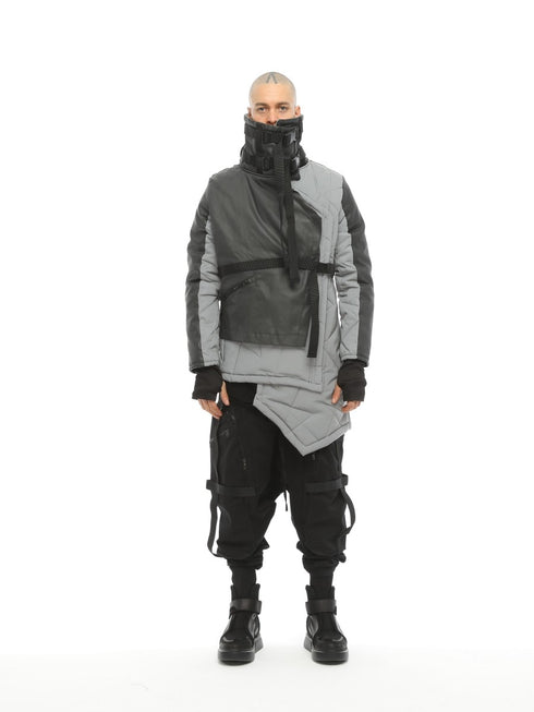 Coat with Top Panels and Asymmetric Hem