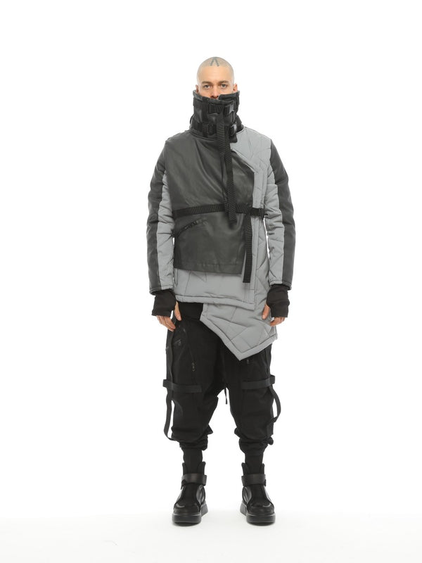 Coat with Top Panels and Asymmetric Hem