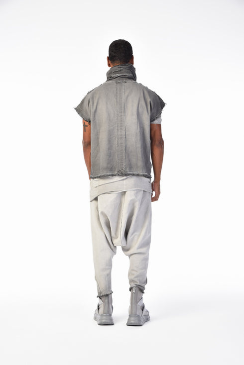 Men's Vest with Slits and Wide Collar