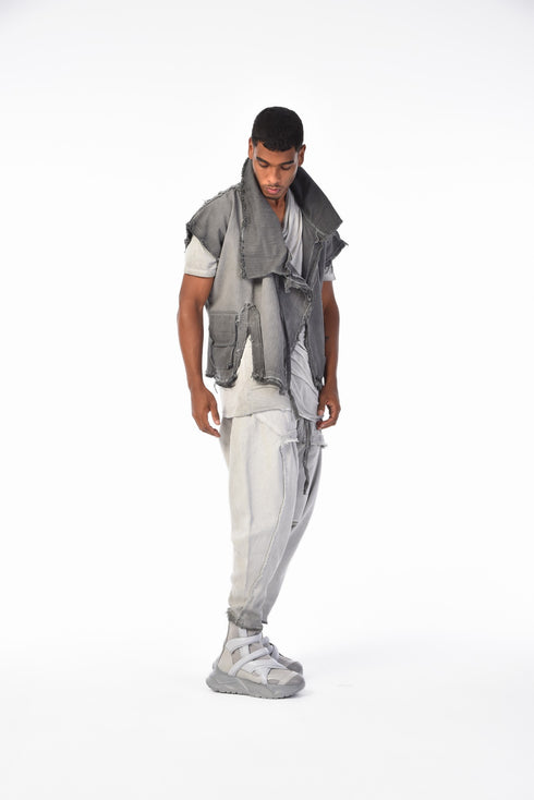 Men's Vest with Slits and Wide Collar