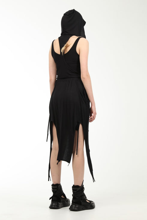 Low-Cut Hooded T-Shirt with Boleros Inside