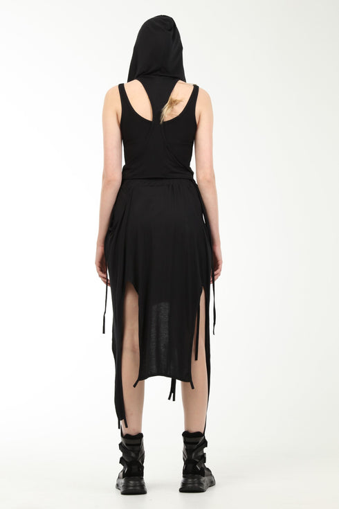 Low-Cut Hooded T-Shirt with Boleros Inside