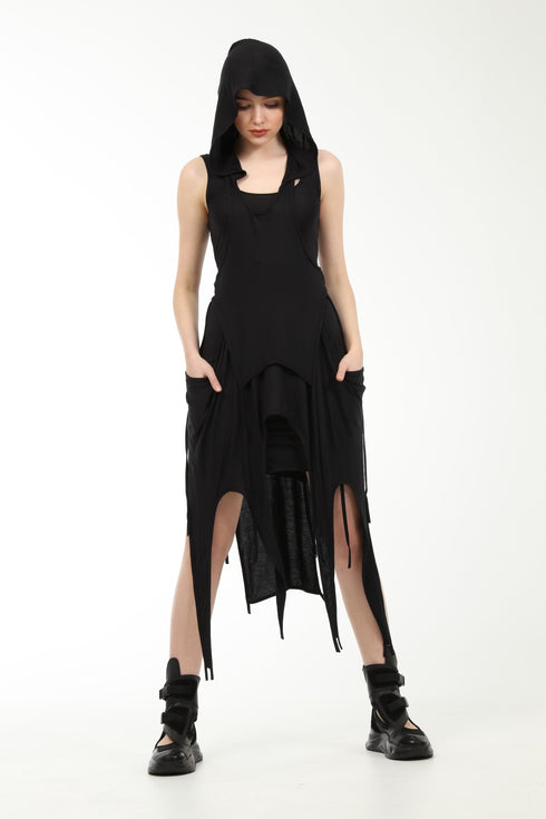 Low-Cut Hooded T-Shirt with Boleros Inside