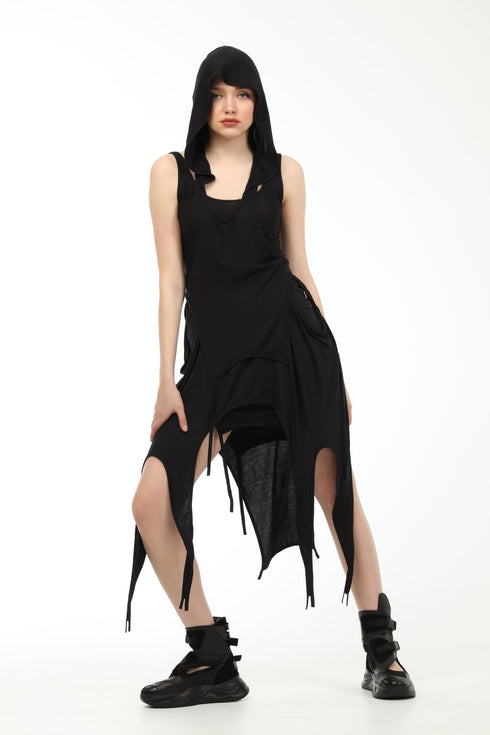 Low-Cut Hooded T-Shirt with Boleros Inside