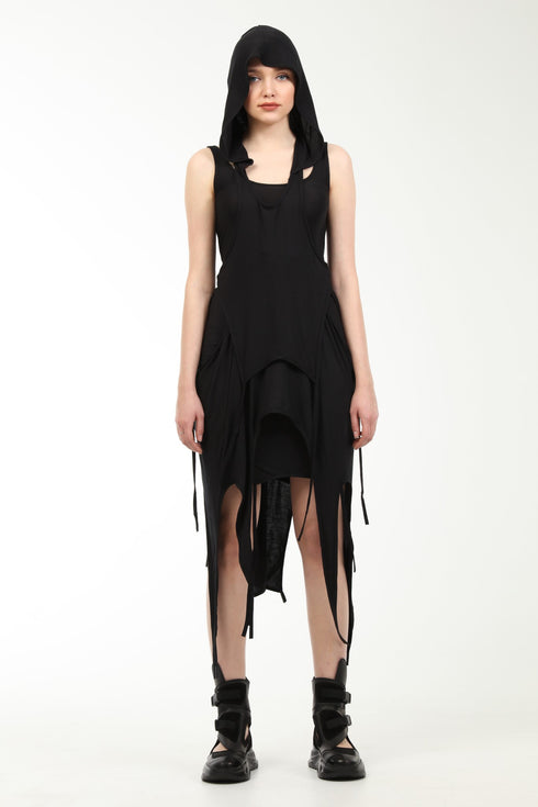 Low-Cut Hooded T-Shirt with Boleros Inside