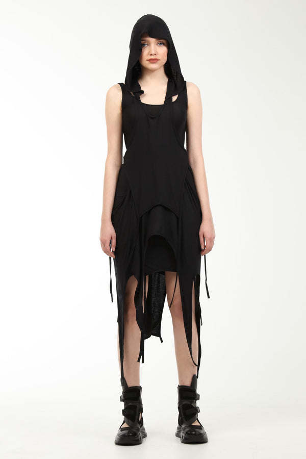 Low-Cut Hooded T-Shirt with Boleros Inside