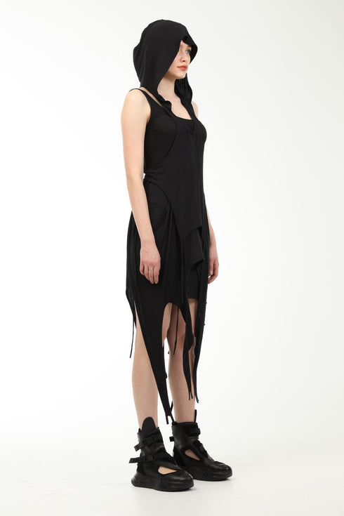 Low-Cut Hooded T-Shirt with Boleros Inside