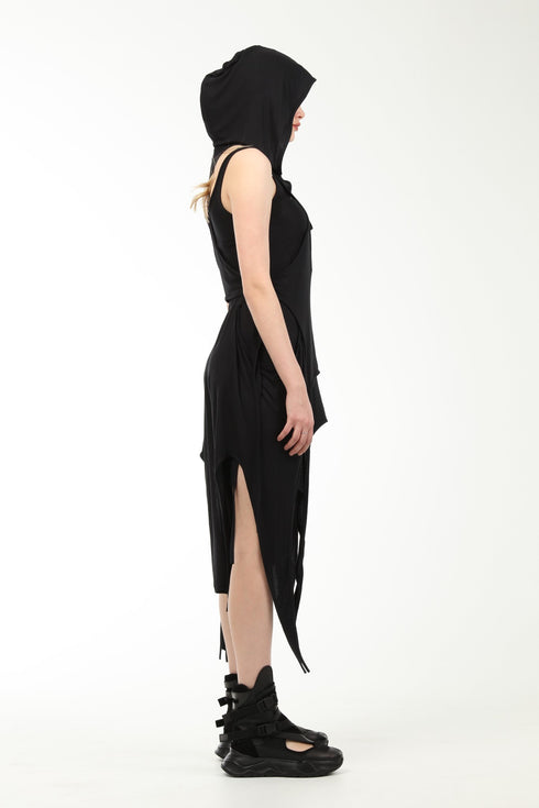 Low-Cut Hooded T-Shirt with Boleros Inside