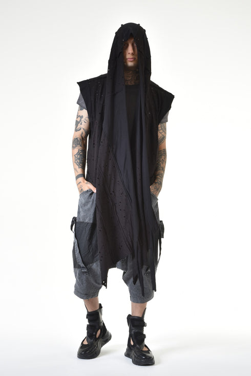 Hooded Vest with Perforated Layers