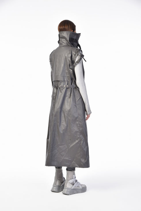 Long Jacket With Multi-Pockets On The Collar