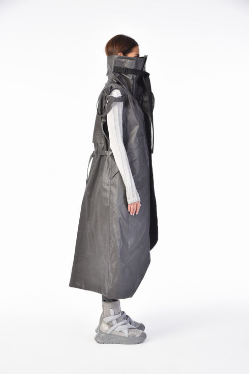 Long Jacket With Multi-Pockets On The Collar