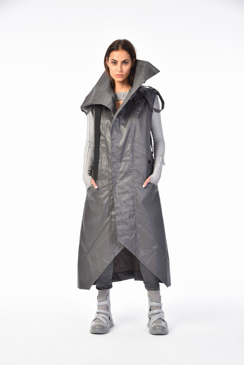 Long Jacket With Multi-Pockets On The Collar