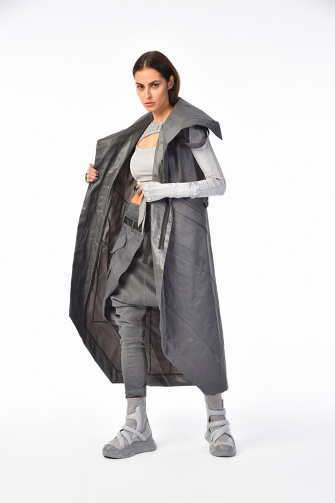 Long Jacket With Multi-Pockets On The Collar