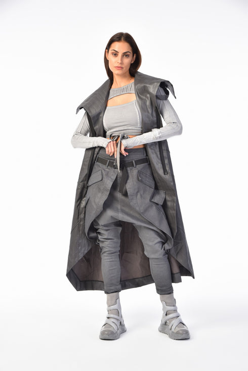 Long Jacket With Multi-Pockets On The Collar