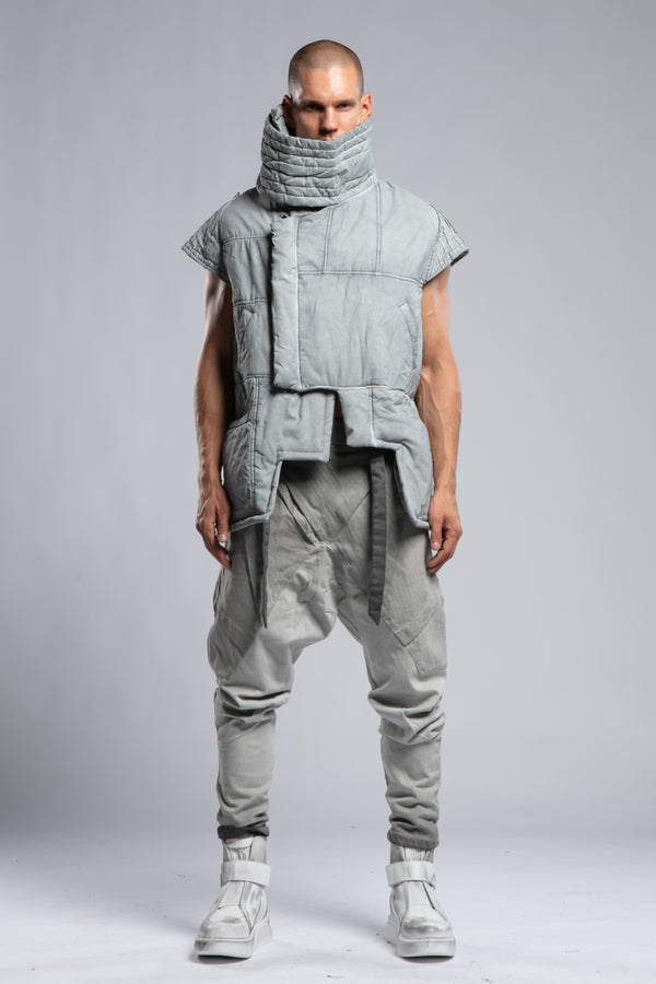 Short Coat with Long Scarf and Quilted Shroud