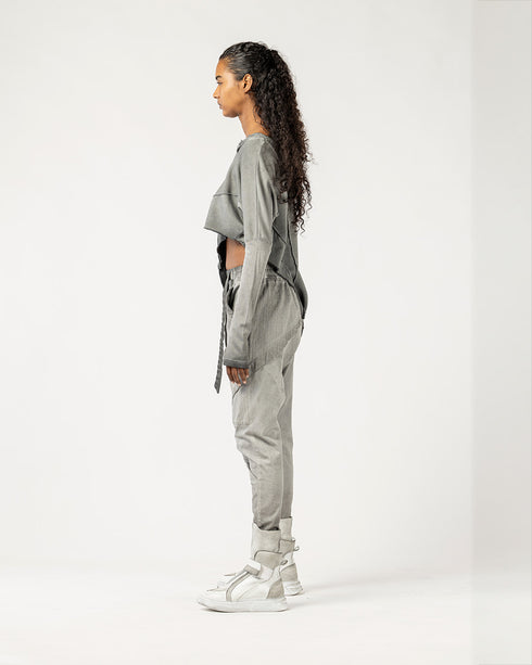 Asymmetrical Sweatshirt with Dirty Stitching