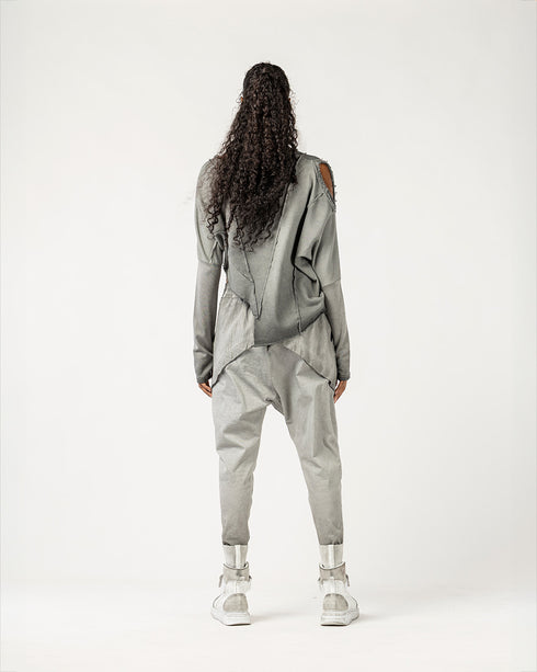 Asymmetrical Sweatshirt with Dirty Stitching