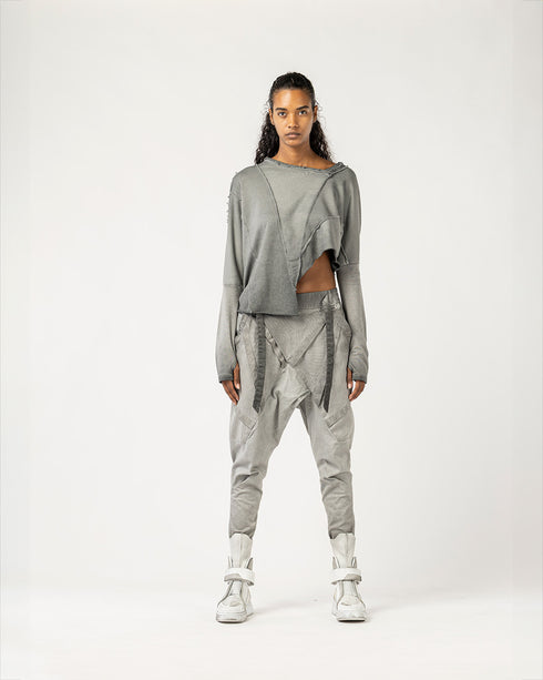 Asymmetrical Sweatshirt with Dirty Stitching