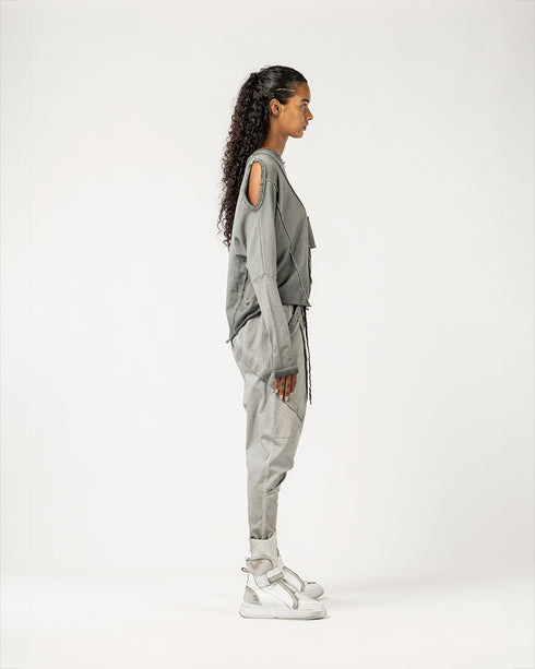 Asymmetrical Sweatshirt with Dirty Stitching