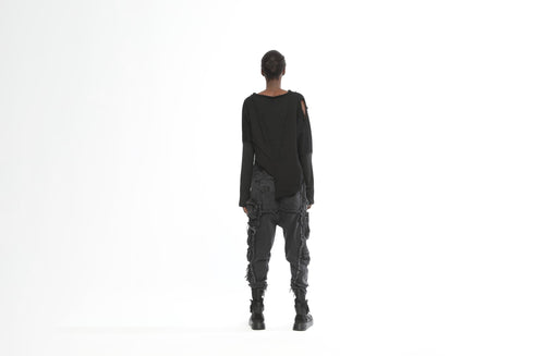 Asymmetrical Sweatshirt with Dirty Stitching