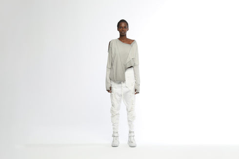 Asymmetrical Sweatshirt with Dirty Stitching
