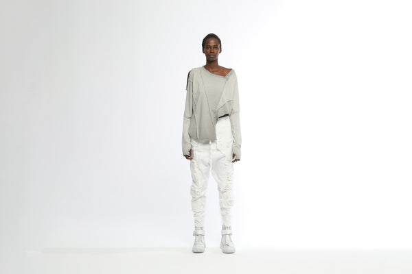 Asymmetrical Sweatshirt with Dirty Stitching