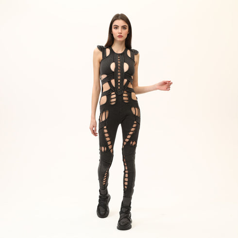 Plunging Back-Zippered Jumpsuit