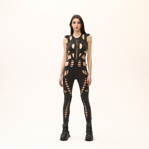 Plunging Back-Zippered Jumpsuit