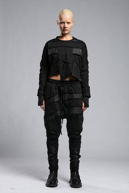 Dirty Stitched Contrast Panel Sweatshirt