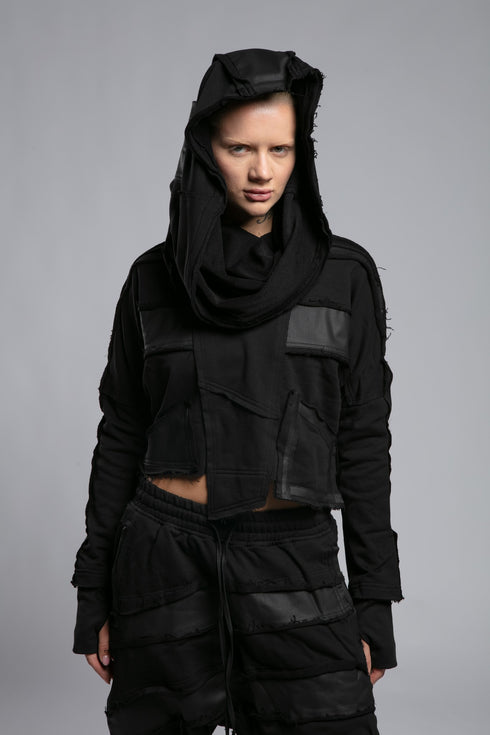 Dirty Stitched Contrast Panel Sweatshirt