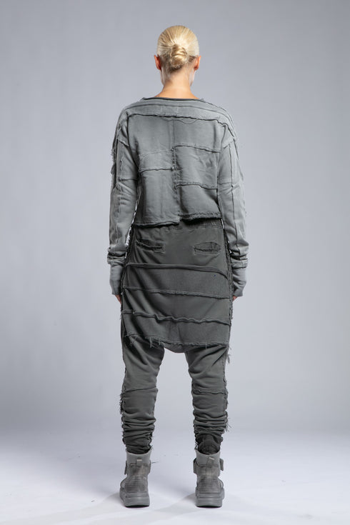 Dirty Stitched Contrast Panel Sweatshirt