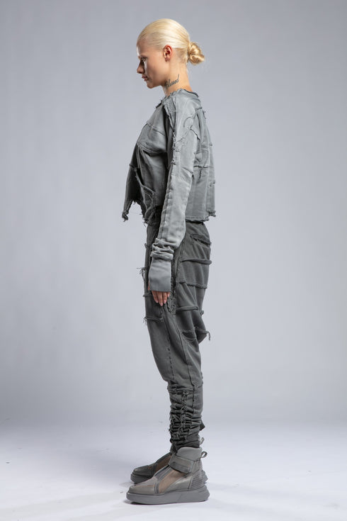 Dirty Stitched Contrast Panel Sweatshirt