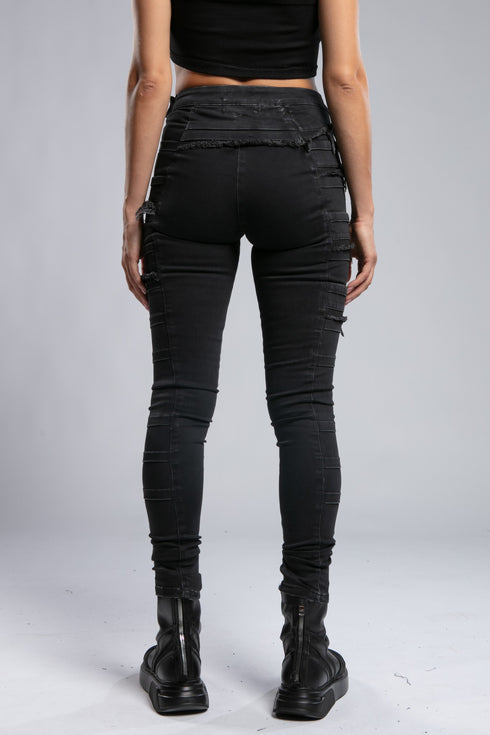 Asymmetric Cut Dirty Stitching Pants