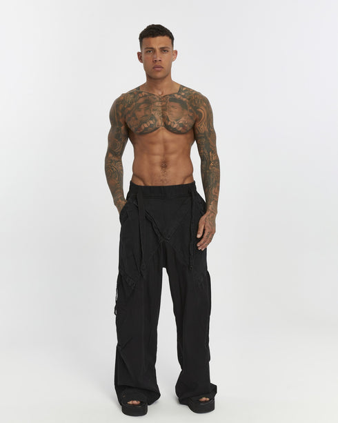 Front Tie Wide Leg Men's Trousers