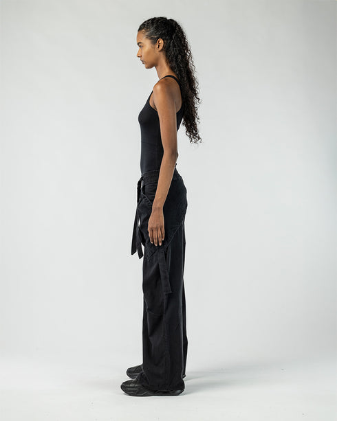 Front Tie Wide Leg Woman's Trousers
