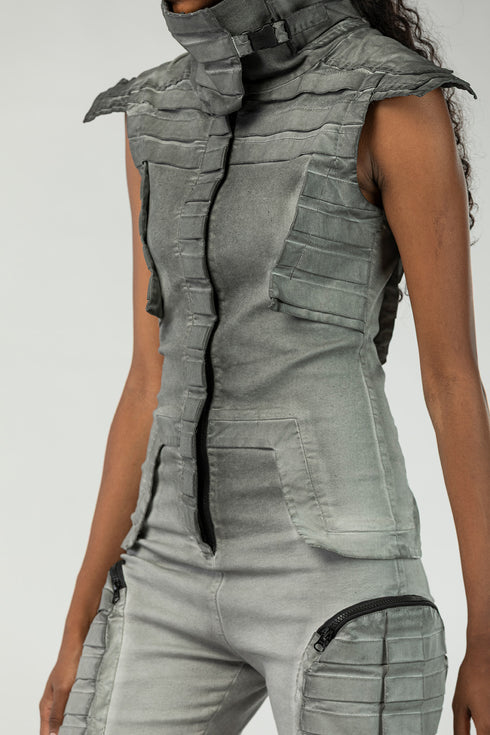 Sleeveless Women's Jumpsuit with Large Pockets