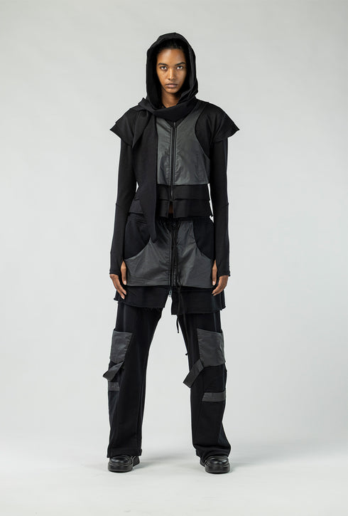 Women's Patchwork Cardigan with Vest Detail