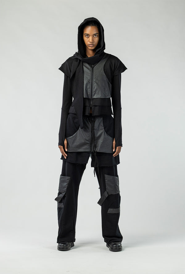 Women's Patchwork Cardigan with Vest Detail