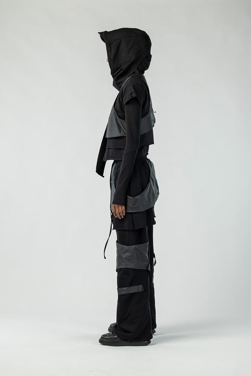 Women's Patchwork Cardigan with Vest Detail