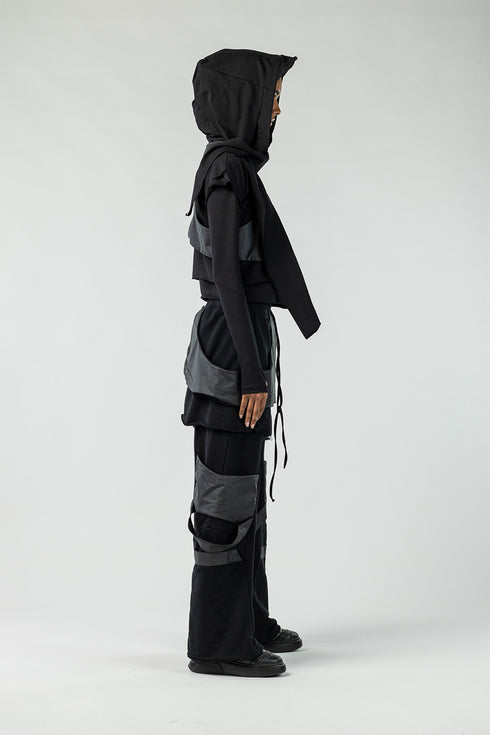 Women's Patchwork Cardigan with Vest Detail