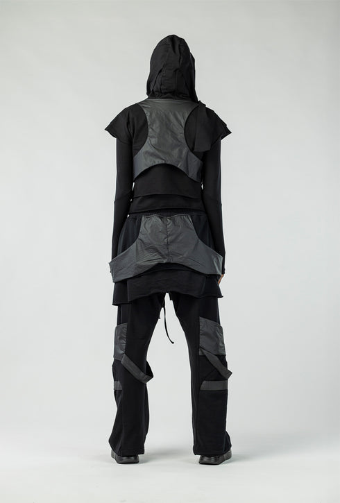 Women's Patchwork Cardigan with Vest Detail