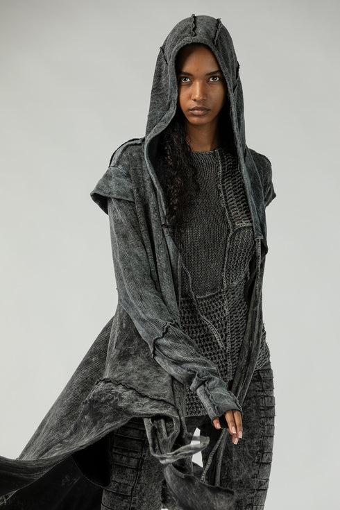 Women's Long Cardigan with Slit Cuffs