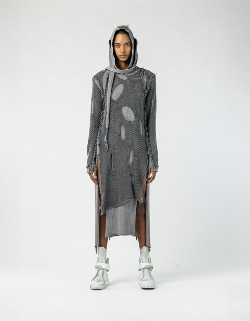 Women’s Slit Dress with Hand-Knit Details