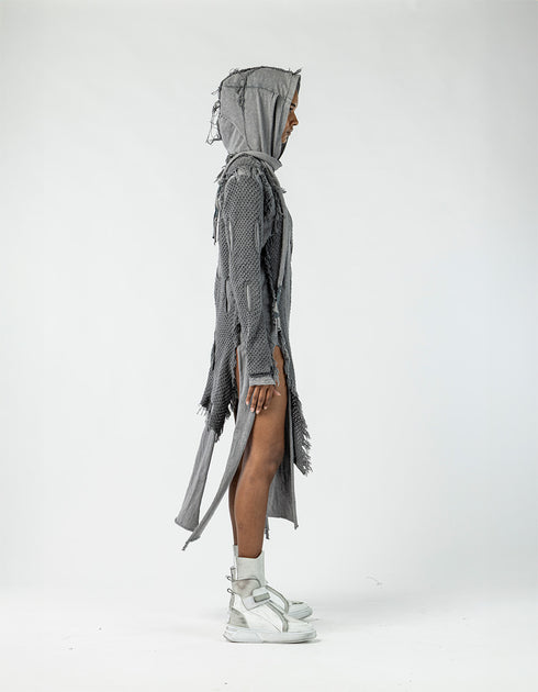 Women’s Slit Dress with Hand-Knit Details