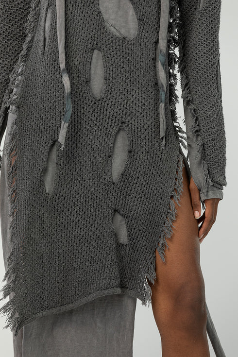 Women’s Slit Dress with Hand-Knit Details